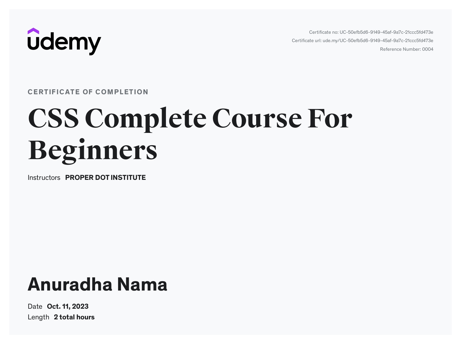 CSS Certificate